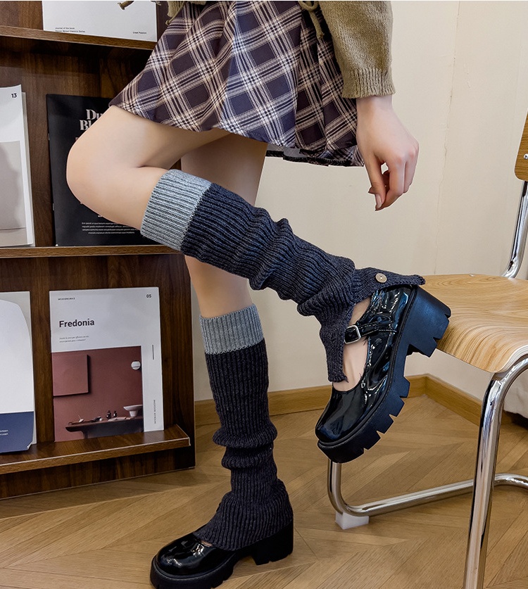 Knit Long Leg Warmers Autumn And Winter Patchwork Warm Boot Socks